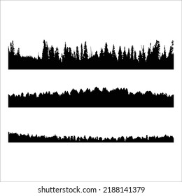 Vector Set Tree Line Silhouettes Illustration Stock Vector (Royalty ...