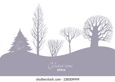 Vector set of tree silhouette
