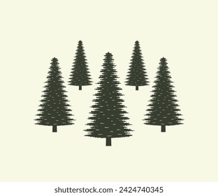 vector set of tree silhouette 