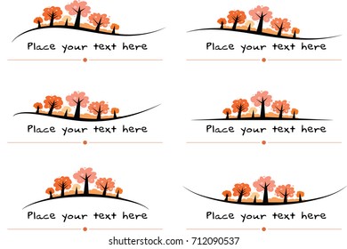 vector set: trees calligraphic design elements and page decoration