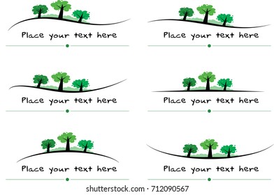 vector set: trees calligraphic design elements and page decoration