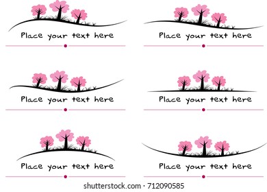 vector set: trees calligraphic design elements and page decoration