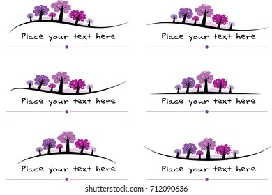 vector set: trees calligraphic design elements and page decoration