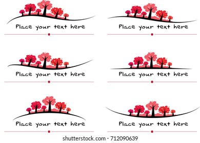 vector set: trees calligraphic design elements and page decoration