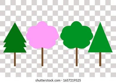 Vector set of trees with a simple and flat design