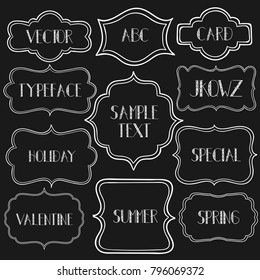 Vector set of trendy borders and vintage backgrounds with calligraphic fonts alphabet letters