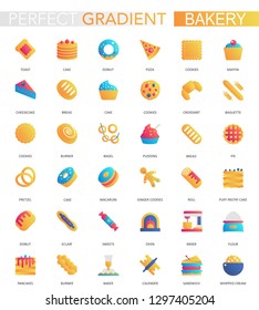 Vector set of trendy flat gradient bakery icons.
