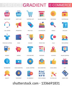 Vector Set Of Trendy Flat Gradient E-commerce Icons.