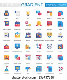 Vector set of trendy flat gradient Business project icons.