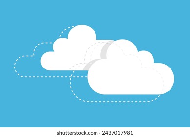 Vector Set of Trendy Flat Style Cloud Icons isolated on blue background. Cloud symbol for your web site design, logo, app, UI. Vector illustration, EPS10.