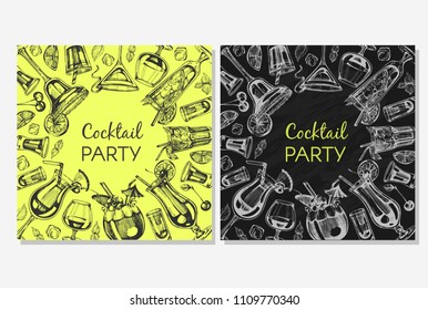 Vector set with Trendy frames with graphic cocktails