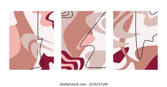 Vector set of trendy geometric abstract shapes. Template for wallpaper, social media, print, backdrop, wall art, poster, home decor, card, banner, invitation, cover or package design.