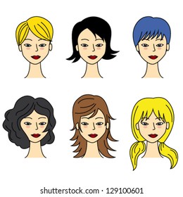 Vector set of trendy hair styling icons