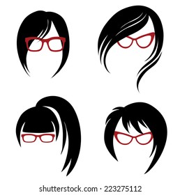 Vector set of trendy hair styling for woman (from my big "Hair styling series")