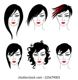 Vector set of trendy hair styling for woman