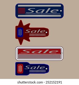 Vector set of trendy labels for sale and web design.