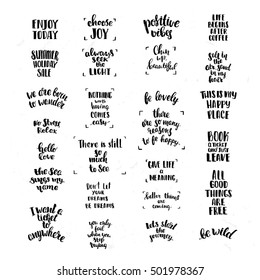 Vector set of trendy lettering posters. Hand drawn calligraphy collection. creative graphic template brush fonts inspirational quotes