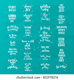 Vector set of trendy lettering posters. Hand drawn calligraphy collection. creative graphic template brush fonts inspirational quotes