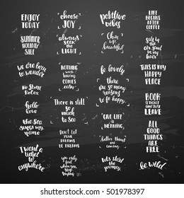 Vector set of trendy lettering posters. Hand drawn calligraphy collection. creative graphic template brush fonts inspirational quotes