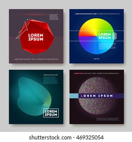 Juego de vectores de tarjetas modernas de moda. Diseño abstracto universal para portadas, volantes, banners, tarjetas de felicitación, folleto y folleto. Fondos vectores.