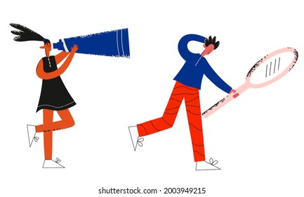 vector set of trendy multicultural people students.People with document,coffee,spyglass.The concept of education at the university and remote study of sciences.Textured flat trendy people