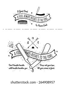 vector set - Trendy Retro Vintage Insignias - tattoo Badges - dot work
