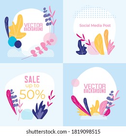 Vector set of trendy square abstract backgrounds in minimalistic style.