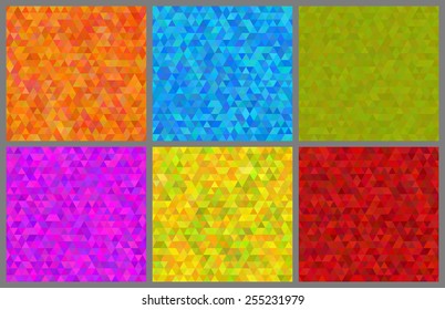 Vector set of triangle abstract seamless patterns