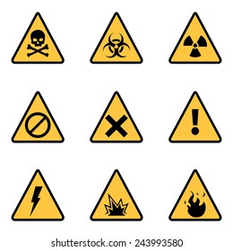 Vector Set of Triangle Yellow Warning Icons