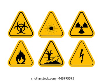 Vector Set of Triangle Yellow Warning Icons