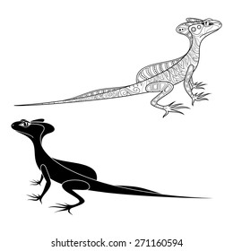 Vector Set Tribal Decorative Lizard. Patterned Design, Tattoo