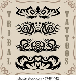 Vector set of tribal tattoo including
