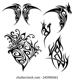 Vector Set Tribal Tattoo Patterned Design Stock Vector (Royalty Free ...