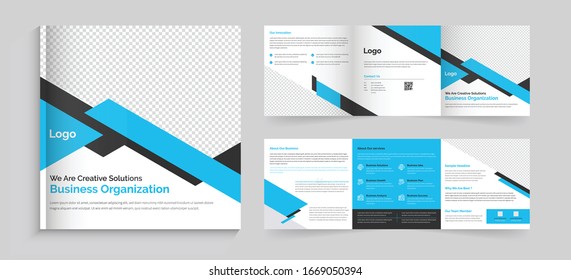 Vector set of tri-fold brochures, square design brochure templates. Abstract background, modern stylish vector brochure.