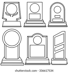 vector set of trophy