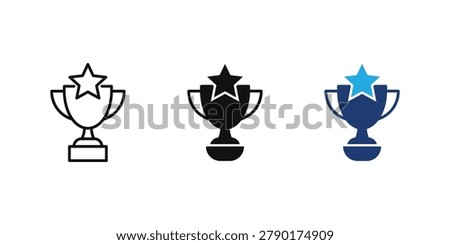 Vector set of trophy icons with stars, perfect for awards, recognition, achievement, and success concepts