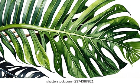 Vector set of tropical leaves. Three different types of mostera deliciosa.