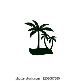 vector set of tropical palm and tree silhouettes. EPS 10