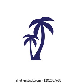 vector set of tropical palm and tree silhouettes. EPS 10