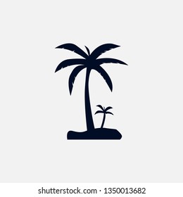 vector set of tropical palm and tree silhouettes. 