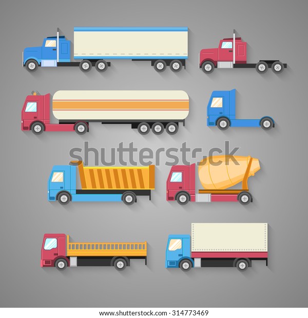 Vector Set Trucks Shadow Color Flat Stock Vector (Royalty Free) 314773469