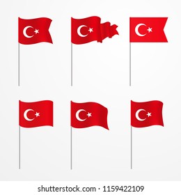 vector set Turkish flag on a white background