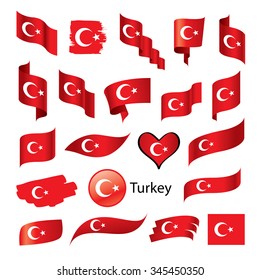 vector set Turkish flag on a white background