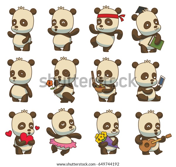 Download Vector Set Twelve Cartoon Images Cute Stock Vector Royalty Free 649744192