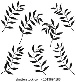 Vector set of twigs. Bending twig