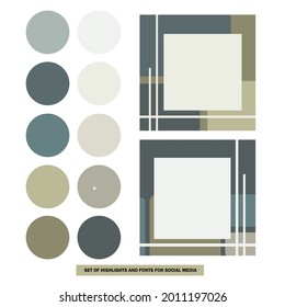 vector set of two abstract backgrounds and circles for social networks in blue and brown shades.