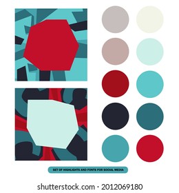 vector set of two abstract colored backgrounds and circles for social networks