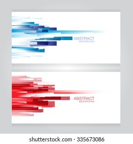 vector set of two banners abstract headers with blue red rectangle