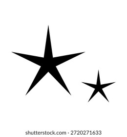Conjunto de Vector de dos colecciones de icono de silueta de estrella negra de cinco puntos. Calificación mínima e ilustración de símbolos favoritos para la insignia de revisión, logotipo, etiqueta engomada y elemento de Diseño gráfico moderno.