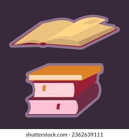 Vector set of two book illustrations on a dark background